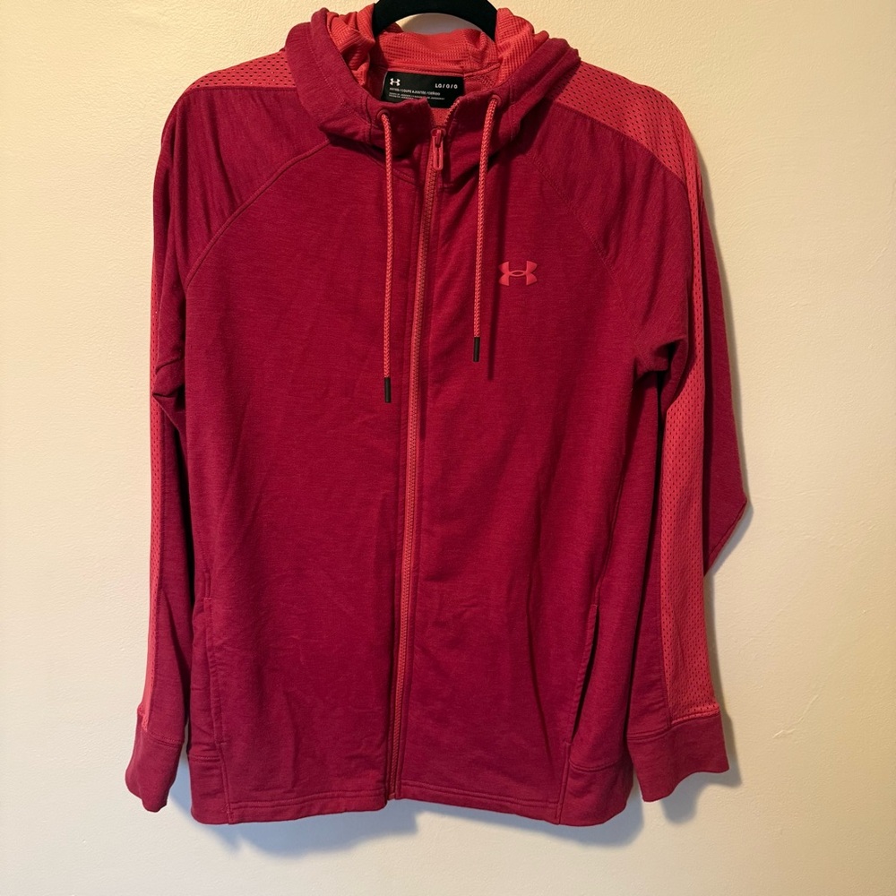 Under Armour Women's Pink Zip-Up Hoodie Sweatshirt GUC Size L